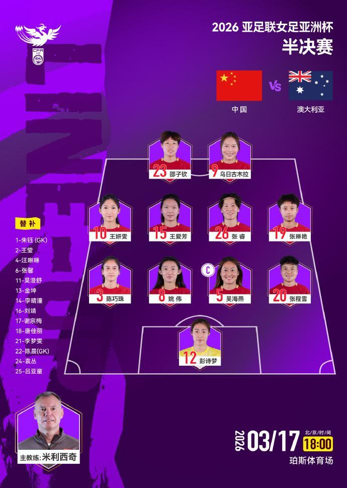 中国女足半决赛迎战东道主澳大利亚 阶段性目标
